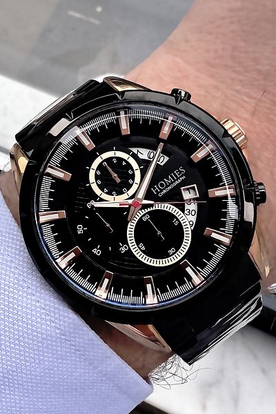 Homies Men's Wristwatch 3 Atm Waterproof Black Color Steel Cord Bracelet Gift Hms2836c2