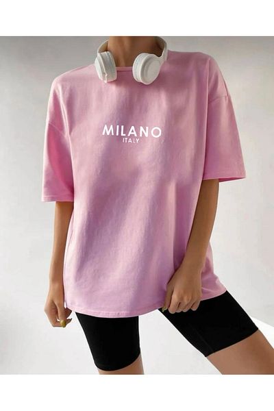 khufu Υπερμεγέθη ΡΟΖ Χρώμα MILANO Μπλουζάκι με εμπριμέ χαλαρή εφαρμογή