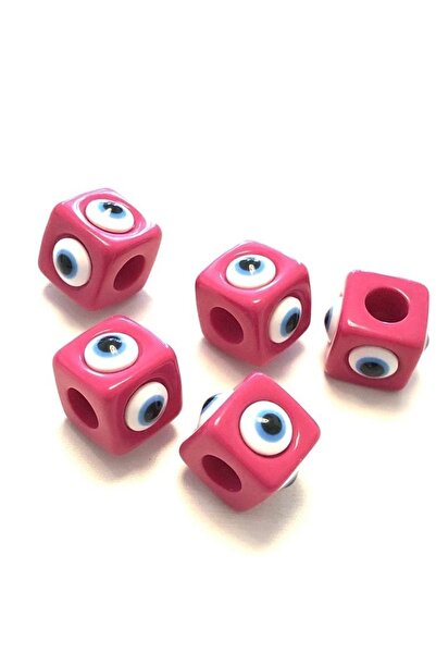 ella'nın çarşısı 5 قطع من خرز عين الشر المربع باللون الوردي الفوشيا - مقاس كب...