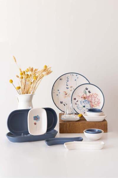 Keramika Takım Kahvaltı Blue Flowers 42 Parça 6 Kişilik