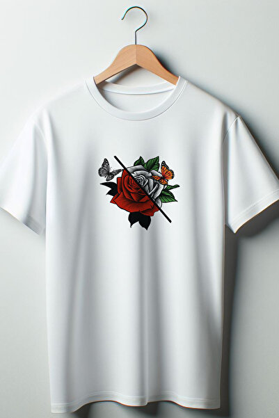 Vordevia Футболка з квітковим принтом, оверсайз, з коміром-стійкою, біла