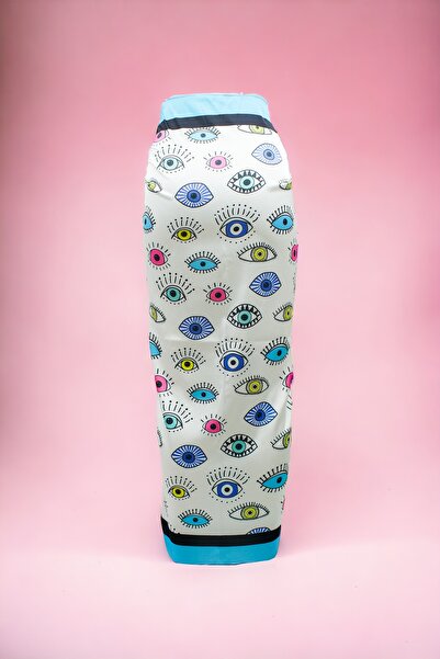 pistore New Season - Blue Yellow Red Patterned SatinPareoBeach Dress