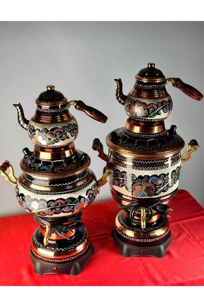 uzunoğlu bakır ürünleri ساموفار كبير الحجم من النحاس مع ترموستات من النحاس أوزونوغلو