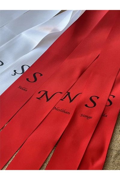 İsabella Accessories Satin Red and White Ribbon Jewelry for Engagement and Wedding - Groom Ceremonial Ribbon