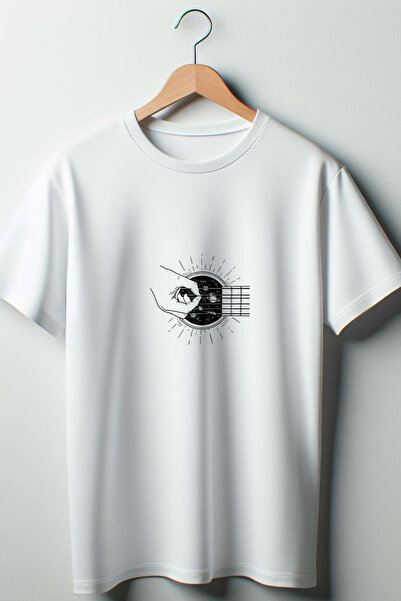 Vordevia Gitara Štampano Oversize kroj okrugla kragna Bela majica