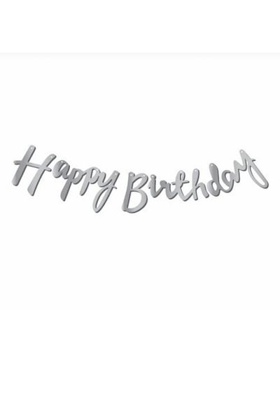 BalonEvi Χαρούμενα γενέθλια banner Ασημί
