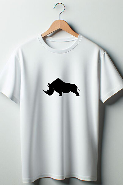 Vordevia Nosorog Štampano Oversize kroj okrugla kragna Bela majica