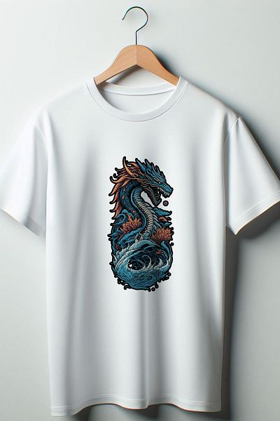 Vordevia Λευκό μπλουζάκι με στάμπα Dragon Oversize Crew Neck