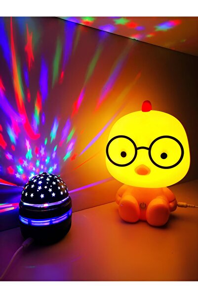 Işık kasabası Rcb Yıldız Yansımalı Sihirli Küre Ve Civciv Led Gece Lambası