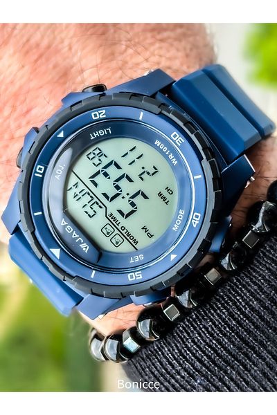 Jaga Dark Blue Silicone Band, Waterproof (Suitable for Pool, Sea Use) Digital Sports Wristwatch
