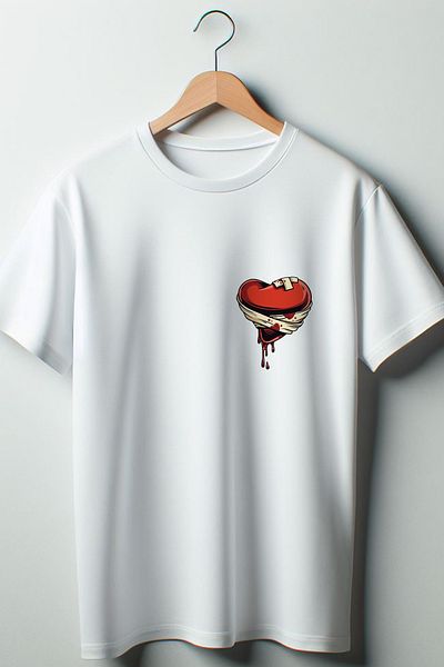 Vordevia Λευκό μπλουζάκι με στάμπα με καρδιά Oversize Crew Neck