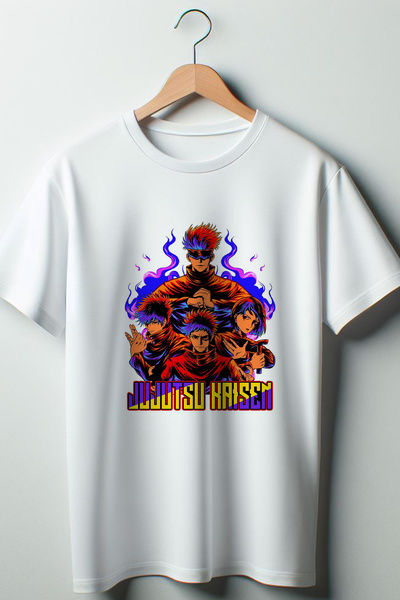 Vordevia Jujutsu Kaisen Štampano Oversize kroj okrugla kragna Bela majica