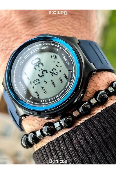 Jaga Waterproof, with stopwatch, suitable for pool use, dark blue Sports Digital Men's Wristband