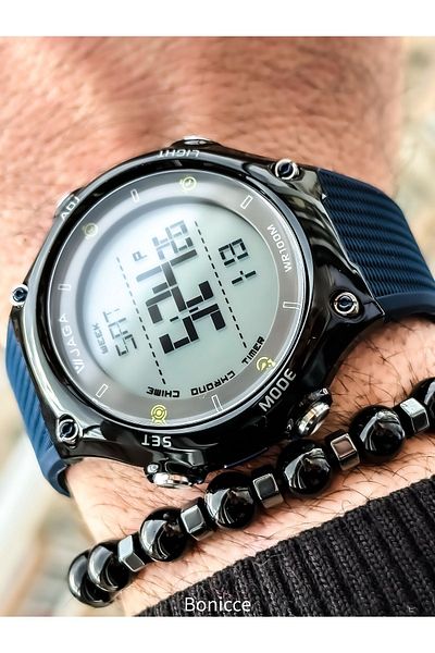 Jaga Dark Blue Silicone Band, Waterproof (Suitable for Pool, Sea Use) Digital Sports Wristwatch