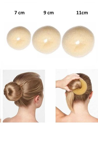Boox99 Wip Sponge Bun Hair Clip 3 Τεμάχια Κρέμα 7-9-11 cm