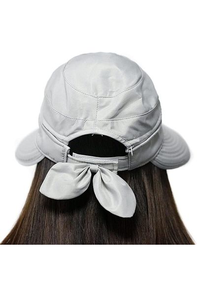 Betülce - Sea Hat UV Protection Zippered Removable - With Bow on the Back -