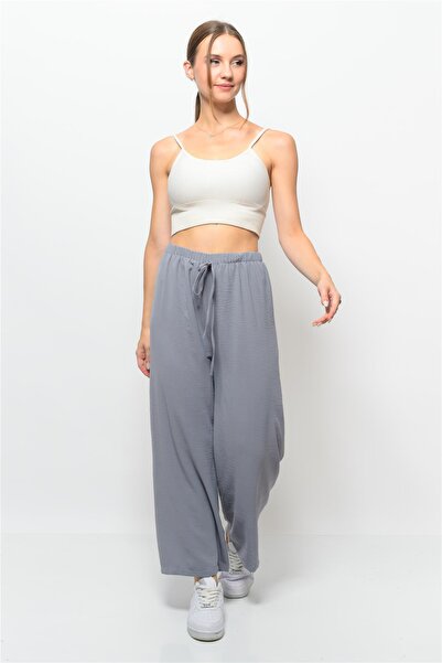 Nuseel Women's Aerobin Fabric Palazzo Model Trousers Gray