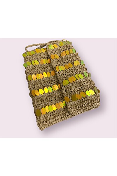 Clutch & Portföy Hasır Pullu El Çantası