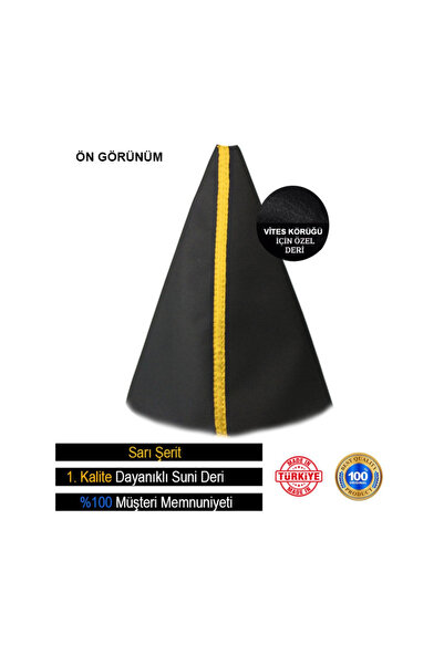 AutoAll Toyota Corolla 2001-2006 Black Leather - Special Design Yellow Stripe Sports Stitching Gear Shift Gaiter