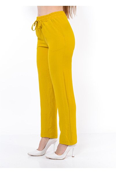 Nuseel Pantaloni Aerobin cu talie elastică pentru femei, galben muștar
