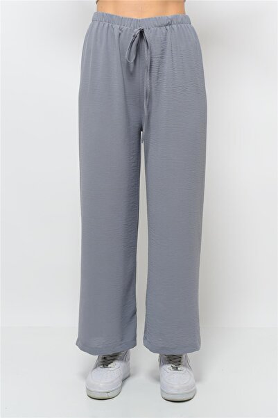 Nuseel Women's Aerobin Fabric Palazzo Model Trousers Gray