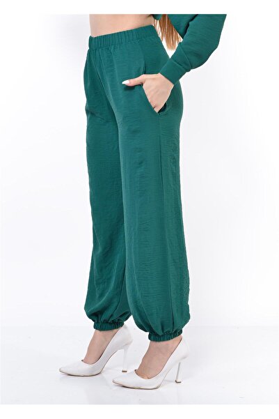 Nuseel بنطلون شالوار نسائي بخصر مطاطي زمردي