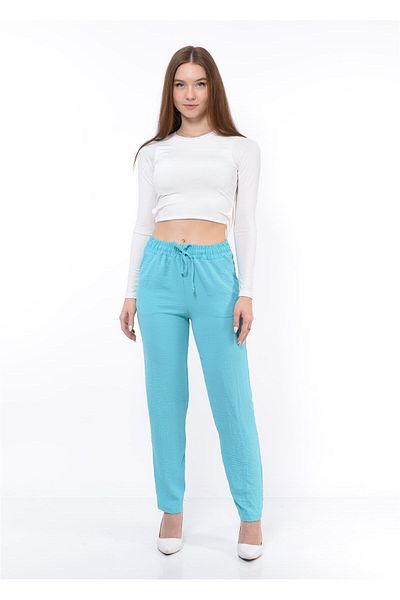 Nuseel Women's Elastic Waist Aerobin Trousers Turquoise