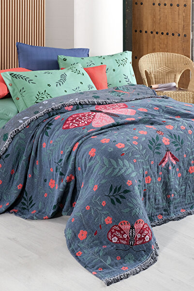 Sarev Abrial Yeşil Çift Kişilik %100 Pamuk İpliği Boyalı Pike Takımı