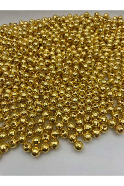 Hedef Bijuteri نموذج عالمي 8 مم - خرز بلاستيكي معدني ذهبي اللون، 50 جرام ~ 18...