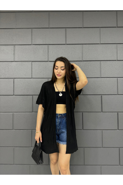 LE CARAMBOLE Women's Black Summer Knitwear Cardigan