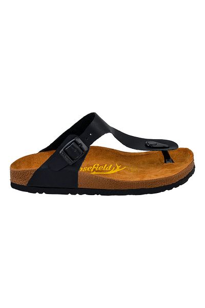 Moosefield Genuine Leather Black Women's Slippers