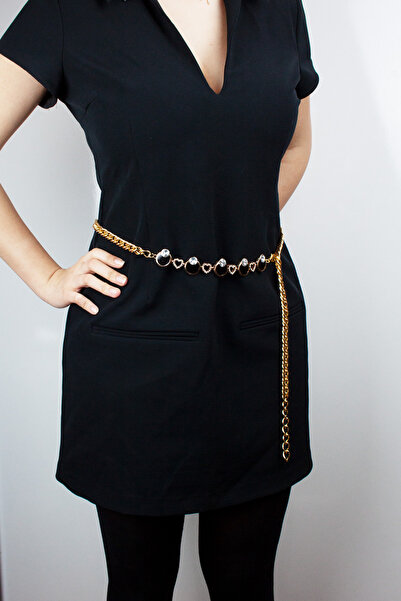 Liveyn Design Curea din metal auriu cu detaliu inimă de piatră