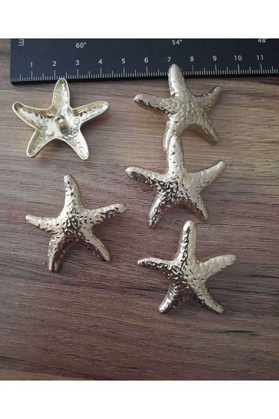 Beyna SEA STAR GOLD PLATED METAL BUTTON 4 CM 1 PACK 4 PIECES