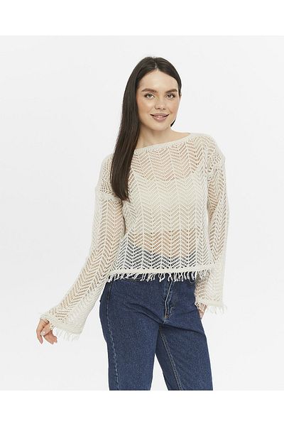 KNİTİCAL TEKSTİL knitical Watashi Φούξια Κρεμ Κοντό Τοπ - Ανοιχτό Πλεχτό Μπολέρο