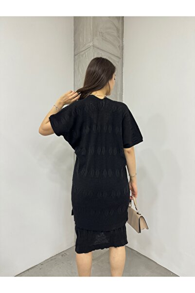 LE CARAMBOLE Women's Black Dress Cardigan Double Set