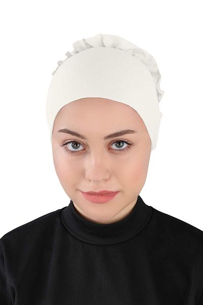 Ecardin White Large Bonnet - Thin Parisian Fabric with Knobs and Lacing St 140