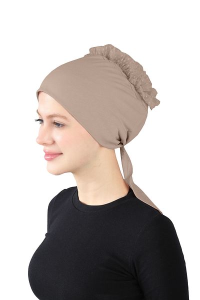 Ecardin Large Size Cuffed Cuffed Bonnet - St 212 Dark Mink