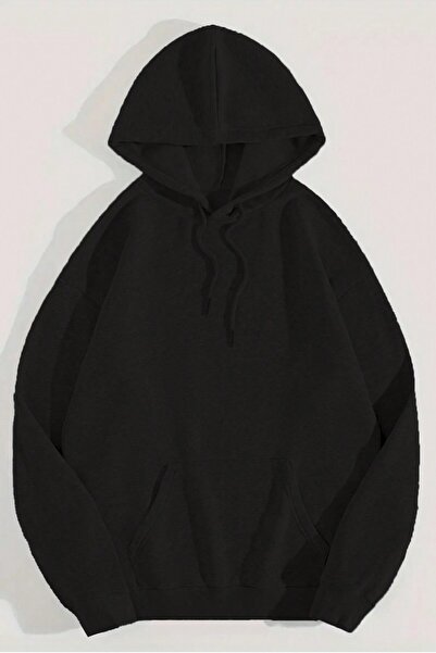 MODAGEN Унісекс чорна худі з капюшоном та принтом Oversize Sweatshirt