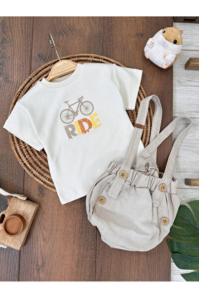 Bolly Baby Keten Salopet Yazlık Erkek Bebek Takım