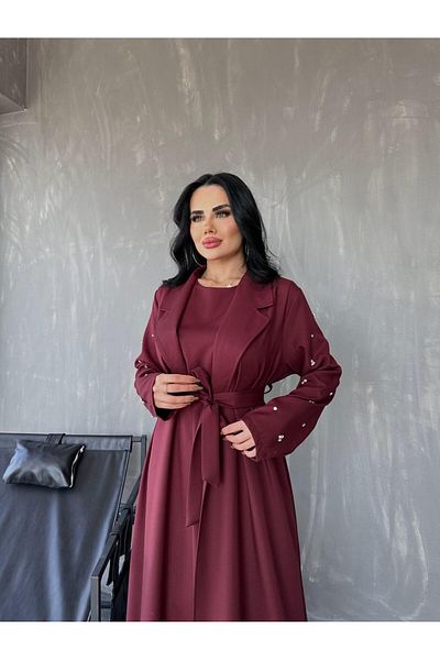 MAY MARA Women's Stone Embroidered 2-Piece Dress Suit with Lampshade
