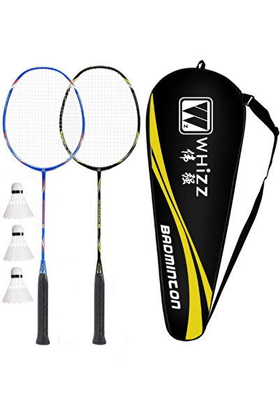Janissary 2 Adet Profesyonel Karbon Fiber  Badminton Raketi Deluxe Çantası Se...
