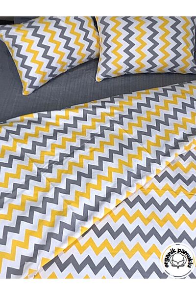 Lotusline Home Zigzag Pattern Cotton Double Duvet Cover Set - Set