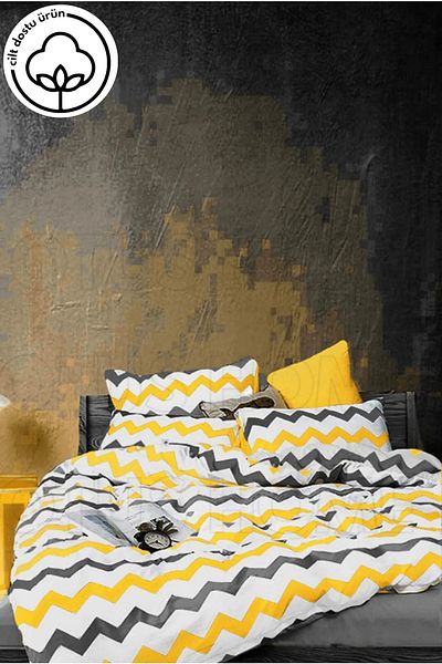 Lotusline Home Zigzag Pattern Cotton Double Duvet Cover Set - Set