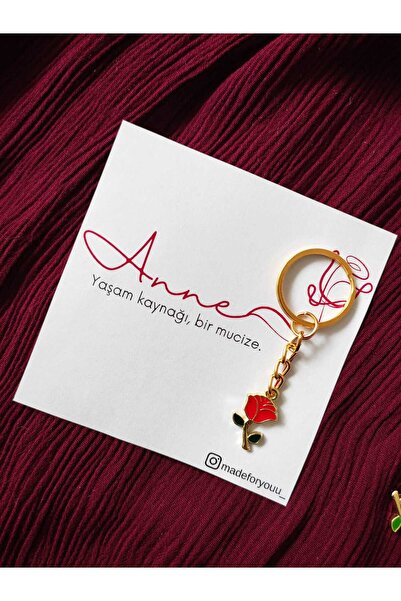 MADEFORYOUU Anneler günü Hediyesi / Gül Anahtarlık / Anneye hediye / Solmayan gül / Kayınvalideye hediye
