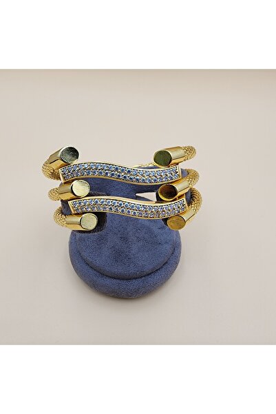 IŞILDAGOLD 2Lİ TAŞLI OVAL KABURGA KELEPÇE BİLEZİK