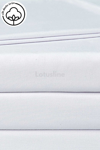 Lotusline Home Double Plain White Luxury Cotton Bedding Set - Set