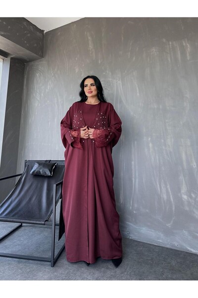 MAY MARA KADIN 2 Lİ ABAYALI ELBİSELİ KOLLAR DATEL ÖZELLİKLİ TAKIM