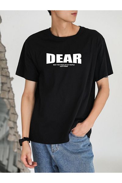 DEEPSENCE Unisex Oversize DEAR εμπριμέ μαύρο μπλουζάκι