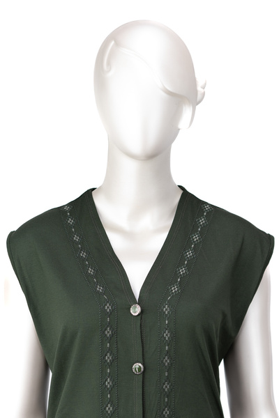 Oppland Жіночий віскозний трикотажний одяг Маминий жилет з V-подібним коміром, ґудзиками спереду та двома кишенями Повна модель