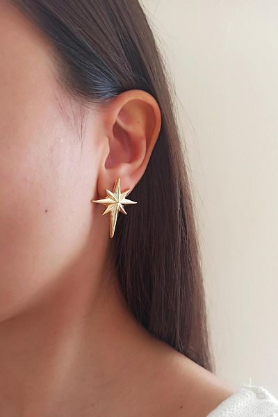By Zeyna Aksesuar Special Design Women's North Star Earrings - zyna001